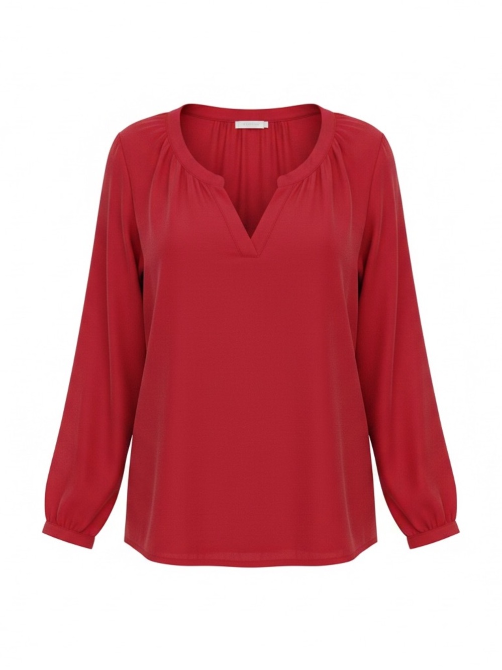 Talbots Woman 3X Red Split Neck Long Sleeve Blouse Lightweight Career Top
